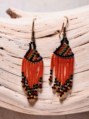 Native American Earrings Handmade Beaded Fringe Earrings - Women Jewelry